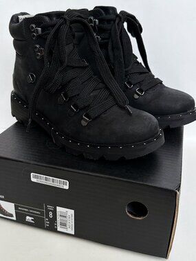 WORN ONCE Sorel Women's Size 8 Lennox Hiker Waterproof Hiking Boots Black Shoes